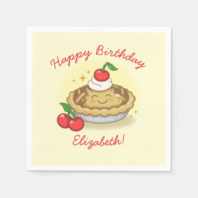 Cutie Pie Birthday Party Kids Cherry Napkins (Front)