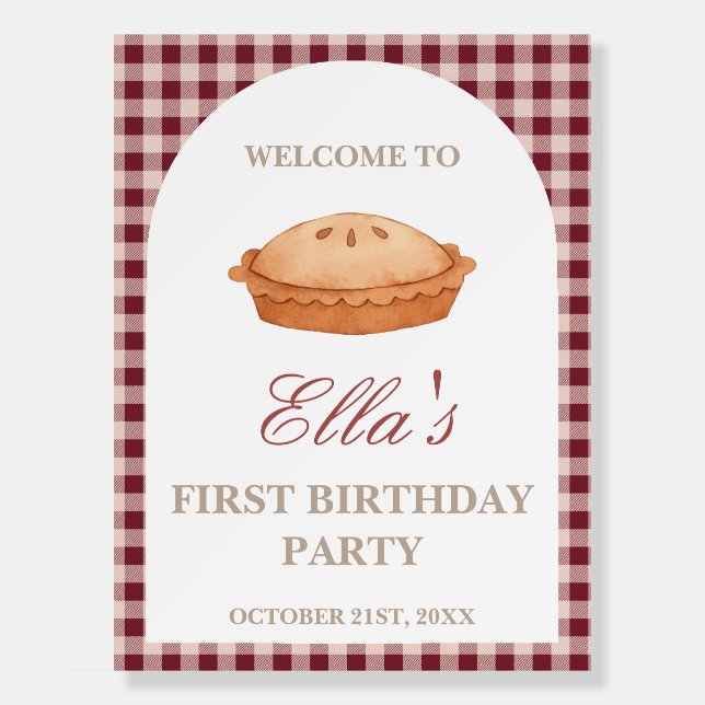 Cutie Pie Birthday Welcome Sign On A Foam Board (Front)