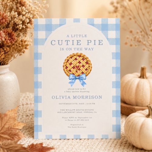 Fall Cutie Pie Blue baby shower invitation