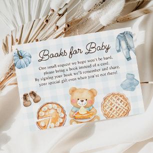 Cutie Pie Blue Fall Boy Baby Shower Books for Baby Enclosure Card