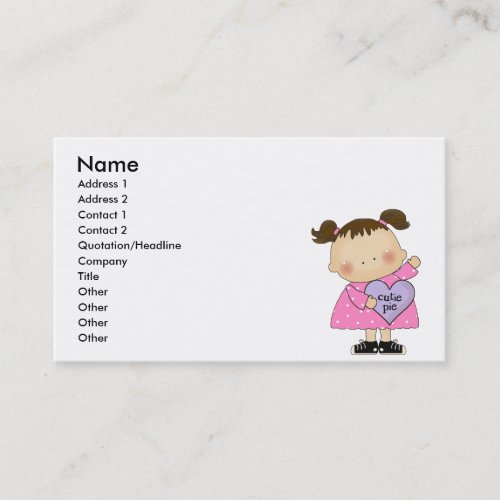 cutie pie candy heart girl business card