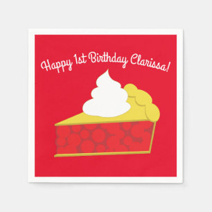 Cutie Pie Cherry 1st Birthday Party Theme Napkins