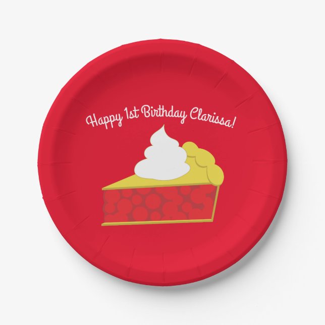 Cutie Pie Cherry 1st Birthday Party Theme Paper Plates (Front)