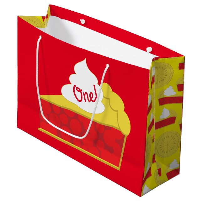 Cutie Pie Cherry Birthday Party Large Gift Bag (Front Angled)