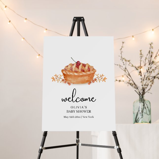Cutie Pie Cherry Fall Baby Shower Welcome Sign (In Situ (Stand))