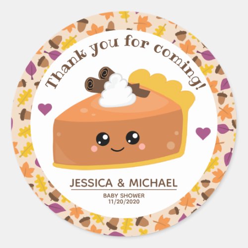 Cutie Pie Fall Baby Shower Classic Round Sticker