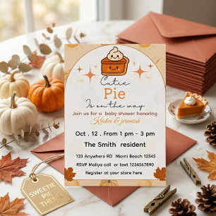 Cutie pie fall baby shower  invitation