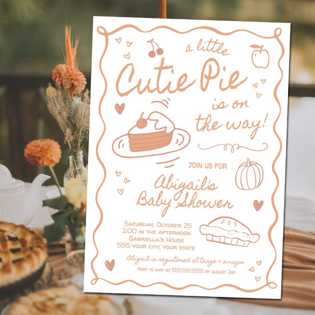 Cutie Pie Fall Baby Shower Invitation (Creator Uploaded)
