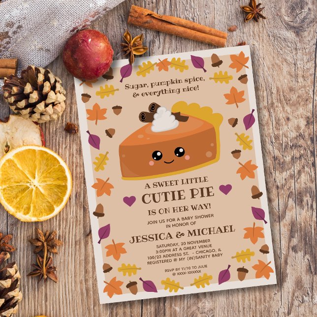 Cutie Pie Fall Baby Shower Invitation (Creator Uploaded)