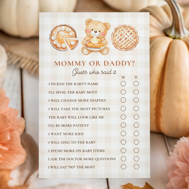 Cutie Pie Fall Baby Shower Mommy or Daddy Game (Creator Uploaded)