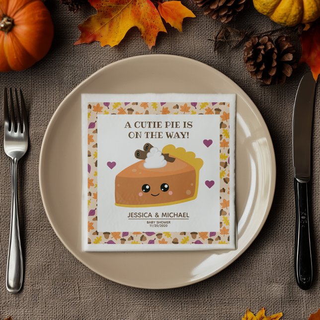 Cutie Pie Fall Baby Shower Napkins (You will want a bite of this cute napkin.)
