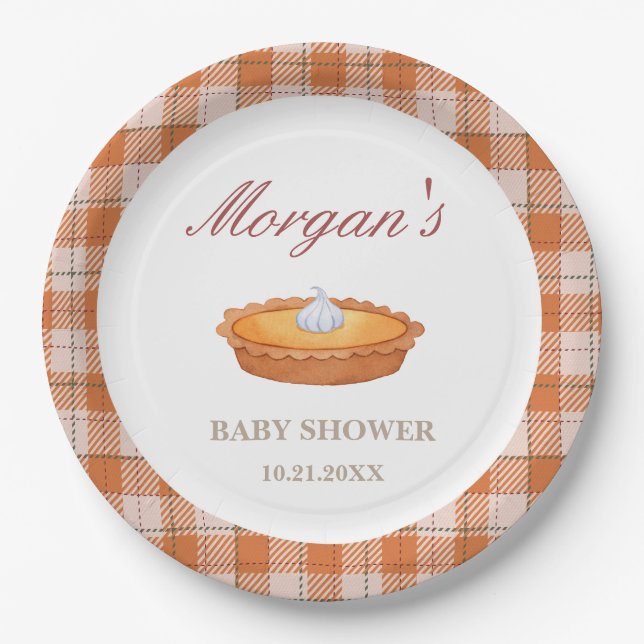 Cutie Pie Fall Baby Shower Paper Plate (Front)