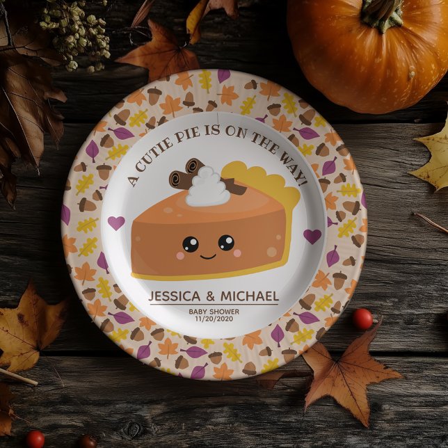 Cutie Pie Fall Baby Shower Paper Plates ( You’ll definitely want a piece of this cutie pie baby shower paper plate. )