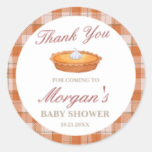 Cutie Pie Fall Baby Shower Round Sticker