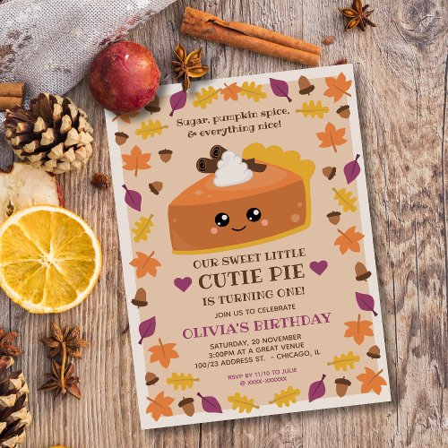 Cutie Pie Fall Birthday Invitation