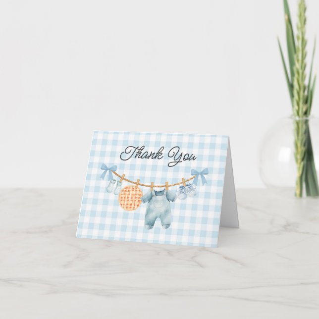 Cutie Pie Fall Boy Baby Shower Thank You Card (Front)