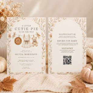 Cutie Pie Fall Floral Clothesline Baby Shower Invitation