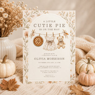Cutie Pie Fall Floral Girl Baby Shower Invitation