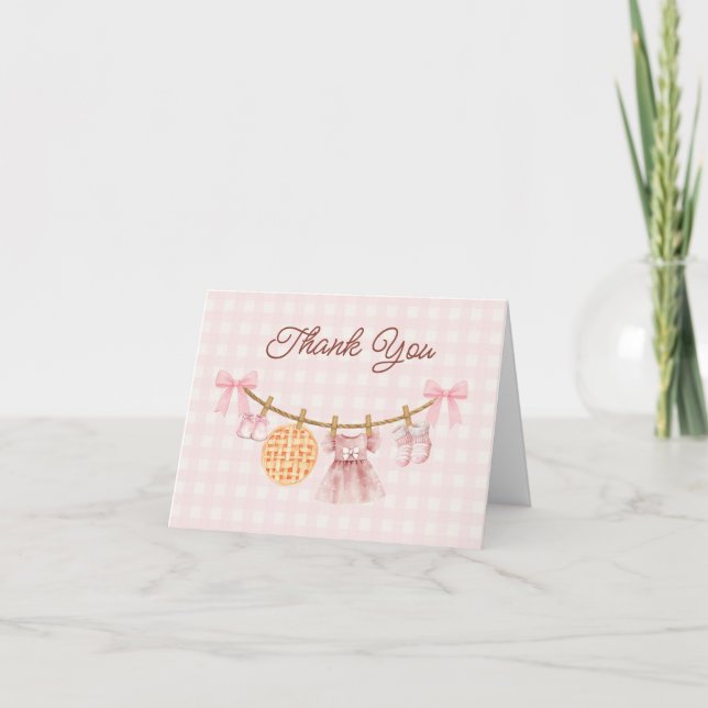 Cutie Pie Fall Girl Baby Shower Thank You Card (Front)