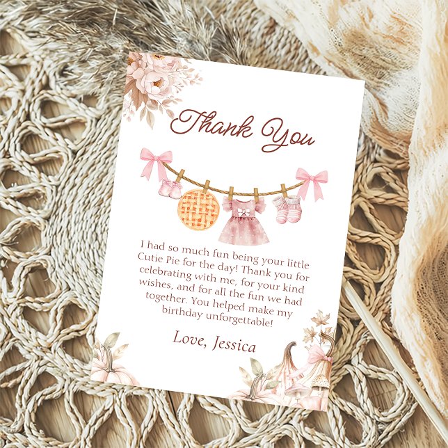 Cutie Pie Fall Girl Baby Shower Thank you card (Creator Uploaded)