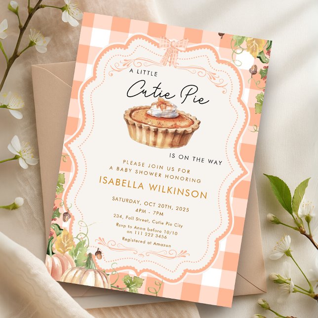 Cutie Pie Fall Pumpkin Pie Baby Shower Invitation (Cutie Pie Fall Pumpkin Pie Baby Shower Invitation)