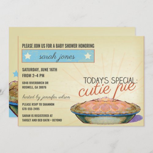 Cutie Pie gender neutral baby shower invitation