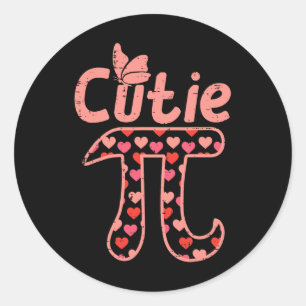 Cutie Pie Hearts Cute Pi Day Symbol Math Pun Geek Classic Round Sticker