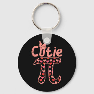 Cutie Pie Hearts Cute Pi Day Symbol Math Pun Geek Keychain