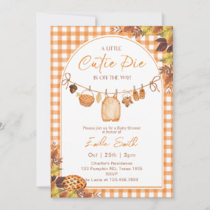 Cutie Pie is on the way fall autumn Baby shower Invitation