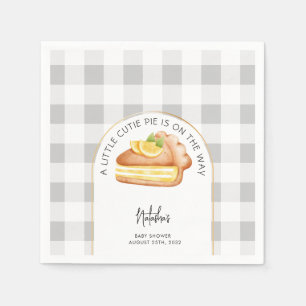 Cutie Pie On Way Grey Gingham Plaid Baby Shower Napkins