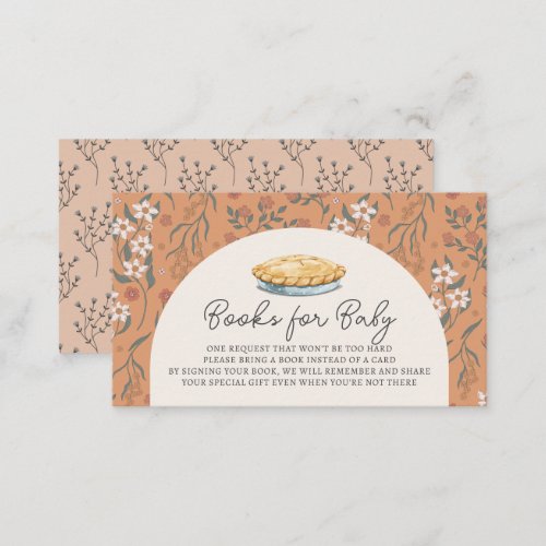 Cutie Pie Orange Floral Baby Shower Book Request Enclosure Card