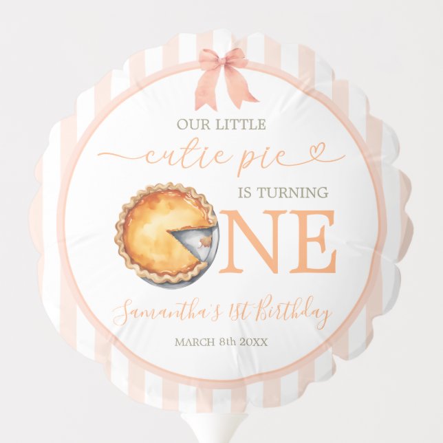 Cutie Pie Orange Gingham 1st Birthday Balloon (Back)