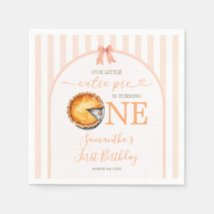 Cutie Pie Orange Gingham 1st Birthday Napkins