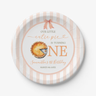 Cutie Pie Orange Gingham 1st Birthday Paper Plates
