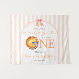 Cutie Pie Orange Gingham Birthday Welcome Tapestry