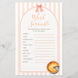 Cutie Pie Orange Gingham Shower Word Scramble Game