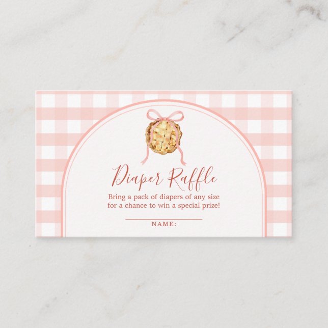 Cutie Pie Pastel Pink Baby Shower Diaper Raffle Enclosure Card (Front)