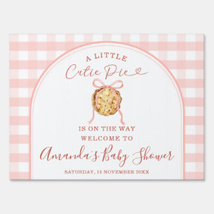 Cutie Pie Pastel Pink Bow Baby Shower Welcome Yard Sign