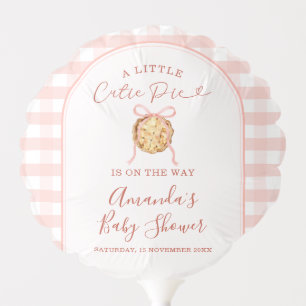 Cutie Pie Pastel Pink Bow Gingham Fall Baby Shower Balloon