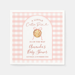 Cutie Pie Pastel Pink Bow Gingham Fall Baby Shower Napkins
