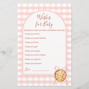 Cutie Pie Pastel Pink Gingham Wishes for Baby Game