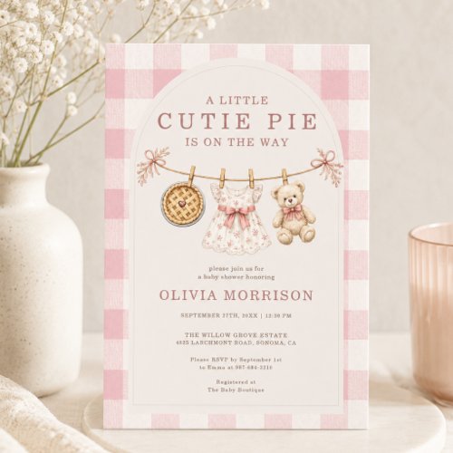 Fall Cutie Pie Pink baby shower invitation