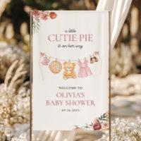 Cutie Pie Pink Fall Bear Girl Baby Shower Welcome