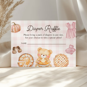 Cutie Pie Pink Fall Girl Baby Shower Diaper Raffle Enclosure Card
