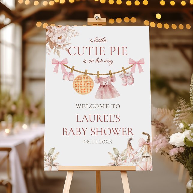 Cutie Pie Pink Fall Girl Baby Shower Welcome Sign (Creator Uploaded)