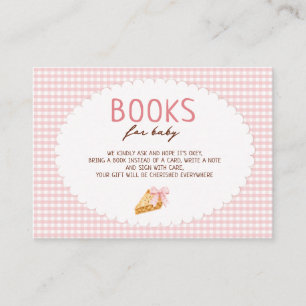 Cutie Pie Pink gingham Baby Shower Books for baby Enclosure Card