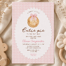 Cutie Pie Pink gingham Baby Shower Invitation