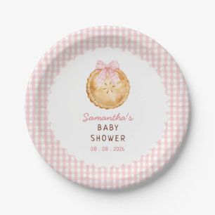Cutie Pie Pink gingham Baby Shower  Paper Plates