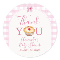 Cutie Pie Pink Gingham Baby Shower Thank You Classic Round Sticker