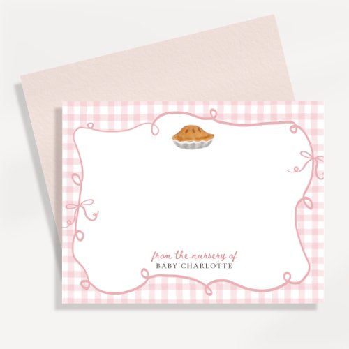 Cutie Pie Pink Gingham Nursery Note Card